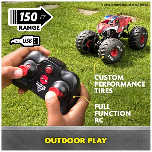 Monster Jam Marvel Mega Spider-Man RC Monster Truck, All-Terrain, Over - Picture 5 of 8