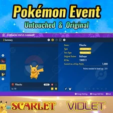 ✨ Shiny Pikachu 🟣Event Pokémon Pass 🟣 Pokémon Scarlet & Violet 🟣 UNTOUCHED