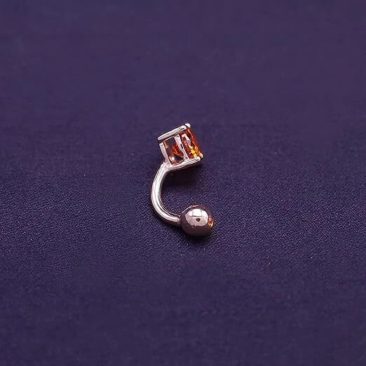 Piercing corporal ombligo anillo piedra de nacimiento simulada enchapado en oro rosa de 14K plateado Foto 3 de 4