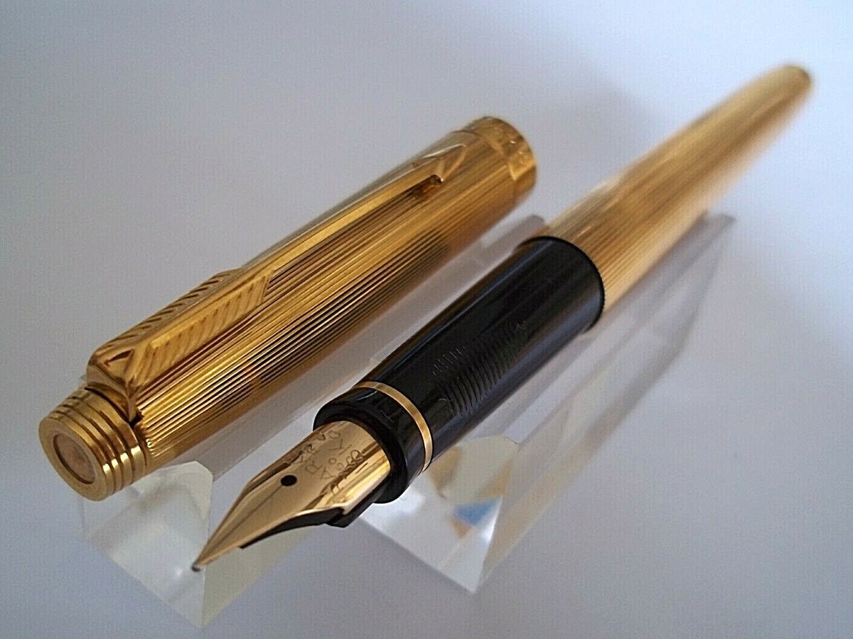 Parker 750 万年筆 18K ゴールド Vintage Parker Godron 750 18k F NIB Fountain Pen Made In