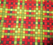 DEBBIE MUMM Cotton Fabric: Blue-Red-Green-Yellow-Black 1/4" Squares 18"Lx42"W