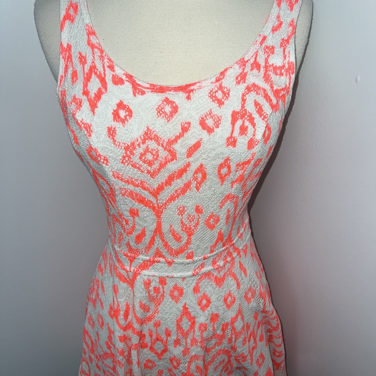bethany mota skater dress Aeropostale Bethany Mota Skater Dress Womens Small Sleeveless White Neon  Orange