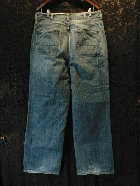 Jeans Homme Peint Main Par Shawn Dray - Taille 36x32, Délavé