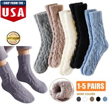 5  Womens Winter Fuzzy Slipper Socks Soft Microfiber Warm Plush Sleeping Sock US