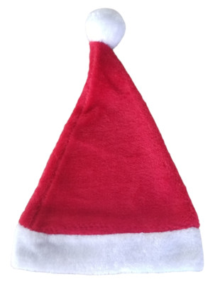 Holiday Time Velvet Santa Hat Red, with white poms One Size Fits Most