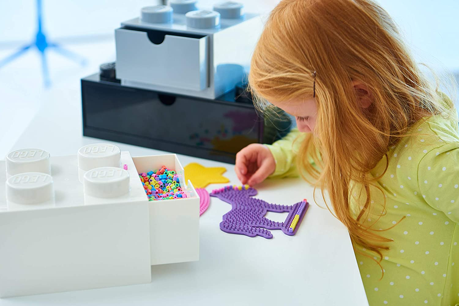 Lego Storage Brick 8 Desk Drawer, 8-Stud Stackable Tabletop Storage Box, 12.4 X 