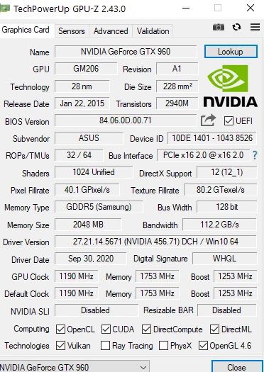 Great! ASUS GTX Nvidia GTX 960 Mini M0C 2gb DDR5 GPU Graphics Video Game Card - Image 2 of 4