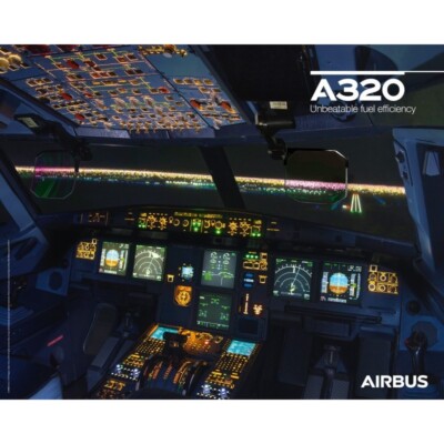 Airbus A320 NEO  Cockpit View Glossy Horizontal Poster approx 44 x 29 cms