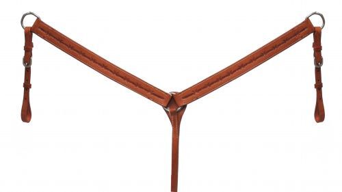 Showman Â® Dark Oil Argentina Cow Leather Barbwire Tooled Pulling Collar
