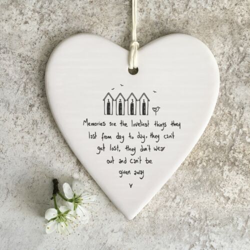 East of India Various Porcelain Hanging Wobbly Round Heart with Sentiment Gift - Picture 32 of 74
