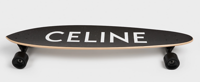 Celine Black White Logo Print Wood Longboard Long Board Skateboard