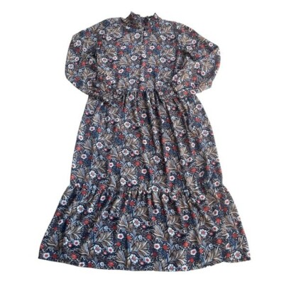 Kaffe Blue & Orange Floral Peasant Midi Dress US M/UK 38
