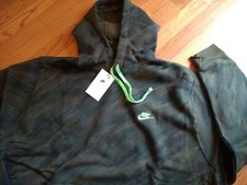 NWT, Men's NIKE Sportswear Club Camo Pullover Hoodie Sweatshirt Green  DD5126