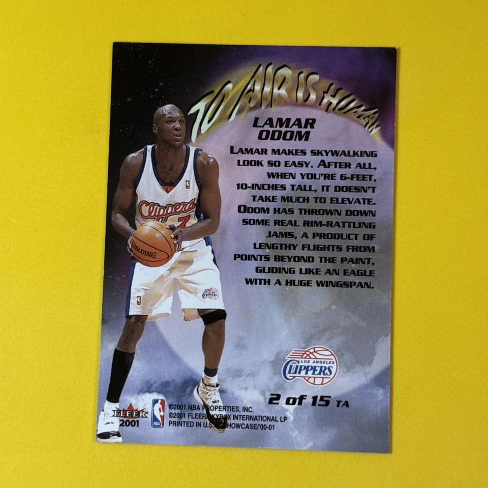 2000-01 Fleer Showcase #2TA Lamar Odom To Air Is Human LA Clippers Insert SP - Image 2 of 2