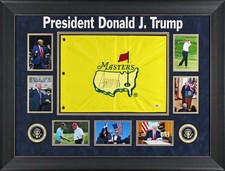 Donald J. Trump Authentic Signed & Framed Masters Pin Flag PSA/DNA #AP90009