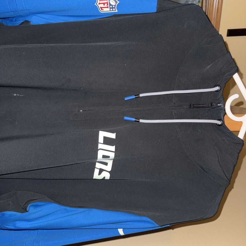 Detroit Lions Nike Sideline Pre-Game Player 1/2-Zip Hoodie Jacket XXL  - Image 3 of 4