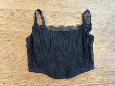 Victoria's Secret Black Lace MEDIUM DD Dream Angels Lace Hook  Eye Corset Top