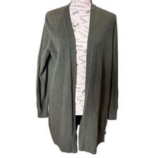 Gap Womens Olive Green Cotton Textured Open Front Longline Cardigan Sweater L