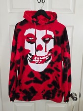  UNIQUE MISFITS BAND SKULL RED/BLACK TIE-DYE HOODIE - MEN'S L - NWOT 
