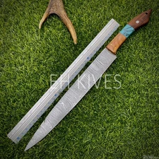 14''  Handmade Damascus Slicing Sharp Brisket Knife for Meat/BBQ