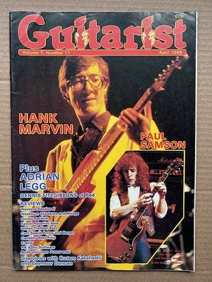 HANK MARVIN/PAUL SAMSON GUITARIST MAGAZINE APRIL 1985 - HANK MARVIN + SAMSON COV