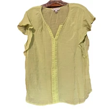 Counterparts Breezy  Lime Green Flutter Sleeve Women's Blouse Top Size XL