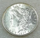 1897 P Morgan Silver Dollar Uncirculated Frosty White coin in saflip #U327