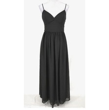 Bisou Bisou Michele Bonhot Gown Dress Womens size 10Black Chiffon Strappy  