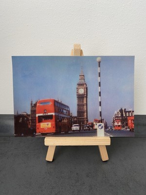 Vintage Postcard Big Ben & Westminster Bridge, London, England, City, Buses