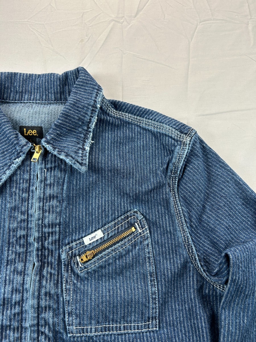 Lee Jacket 91 B Large Women's Hickory Stripe Denim Full Zip
