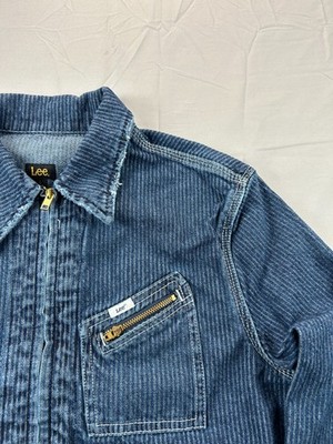 Lee Jacket 91 B Large Women's Hickory Stripe Denim Full Zip
