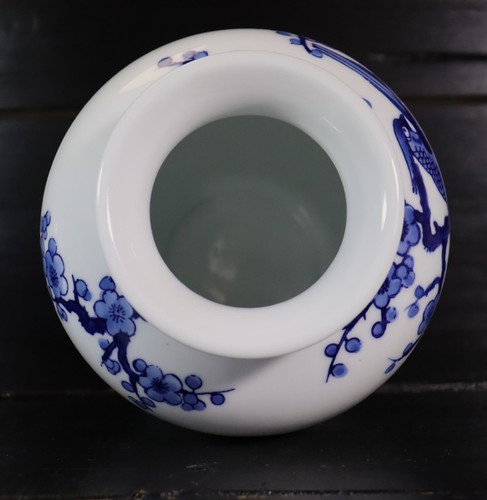 Jarrón japonés de porcelana Imari Arita 23,6 cm azul blanco pintado a mano #D - Imagen 6 de 10