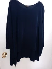 DIANE GILMAN DG2 ladies plus size NWOT navy blue 3/4 sleeve top size 3X