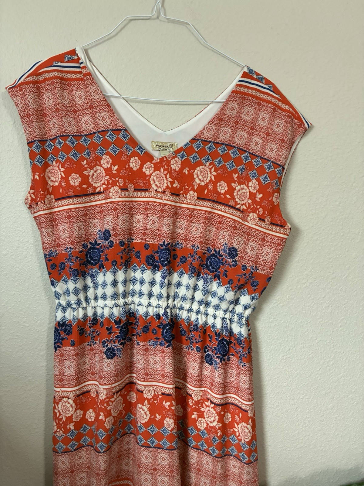 One World Women’s Orange Design Dress Size Large