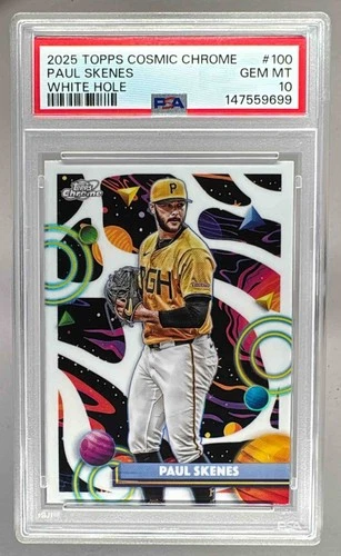 147559699 Paul Skenes 2025 Topps Cosmic Chrome #100 White Hole Refractor PSA 10