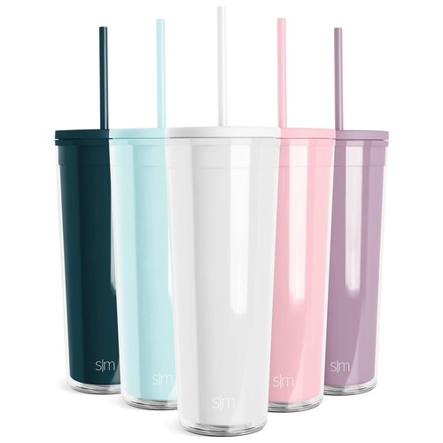 Plastic Tumbler with Lid and Straw | Reusable BPA Free Iced Coffee Cups Doubl...