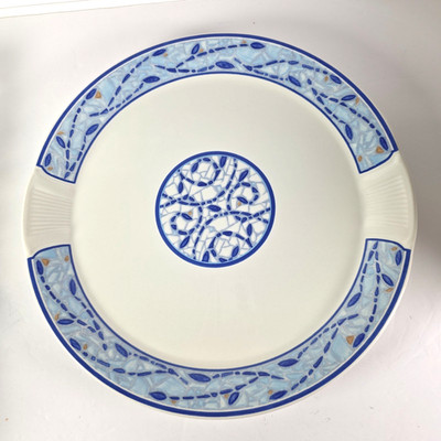 Pfaltzgraff  Monaco Round Serving Platter 12'' Mosaic Pattern Blue White Ceramic
