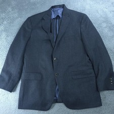 Vintage Hart Schaffner Marx Blazer Mens 42 Blue Herringbone Wool Sport Coat USA