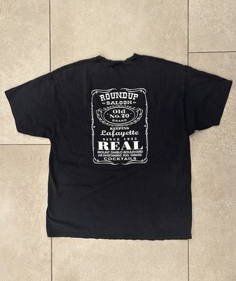Vintage Y2K Roundup Saloon Lafayette CA Faded Black Mens T Shirt Tee 2XL XXL