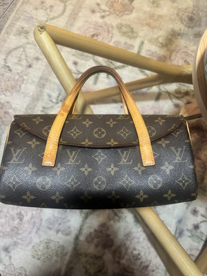 Louis Vuitton Monogram Satchel Handbag Brown Top Handle Red Lining Snap