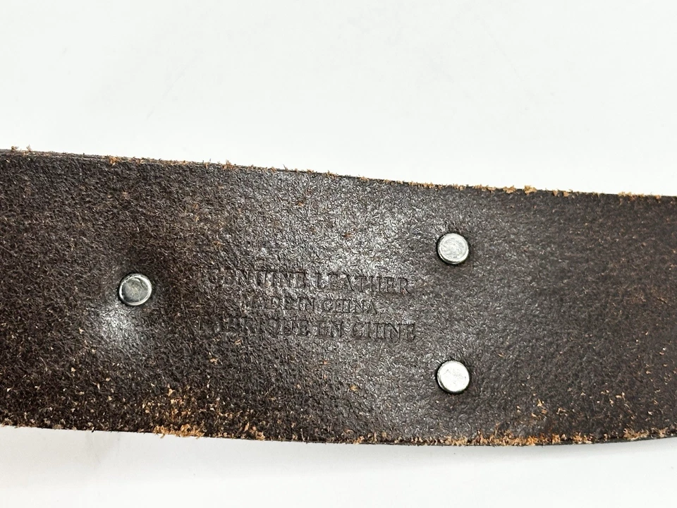 R.L.L RALPH LAUREN Cinturón de Cuero Marrón Concho Plateado Turquesa Occidental MEDIANO Foto 3 de 4