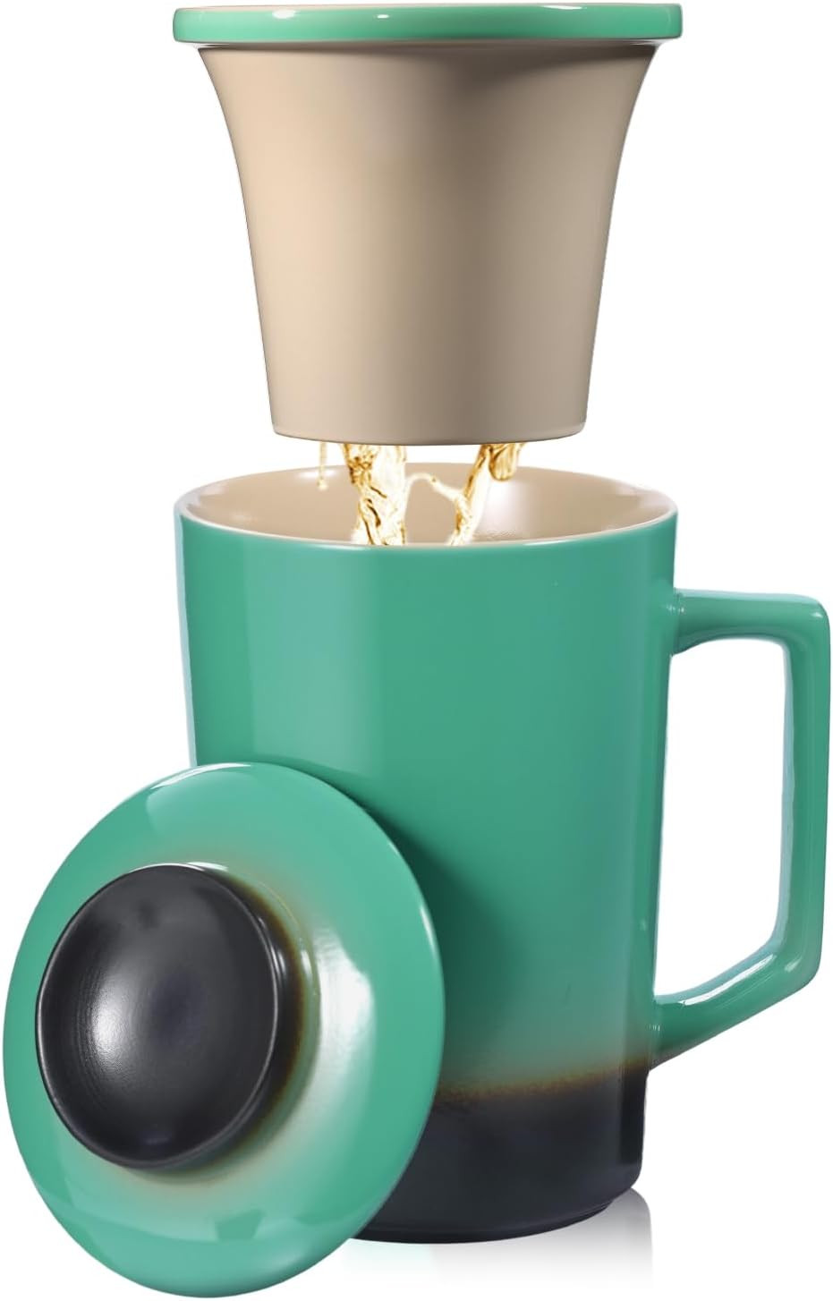 Infuser Cup With Lid,ceramic Tea Mug With All-porcelain Stra