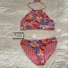 New NWT Halter Snapper Rock Girls Reversible Bikini Set Size 14 13-14yrs Floral