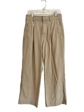 Everlane Draper Pleated Pant Khaki Ash Brown High Rise Wide Leg Size 8S