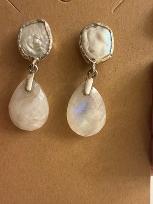 Ohrhänger Sterlingsilber Perle und Mondstein
