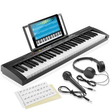 OPEN BOX - 61-Key Digital Keyboard Piano, Beginner Kit w/ Headphones & Mic