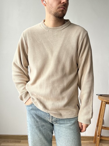 Armani Jeans, Armani Jeans Men’s Beige 1990s Pure Cotton Knit Jumper Sweater L Italy