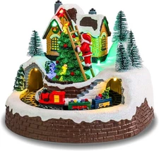 Christmas Village Houses, Polyresin Christmas House Village with Moving Train &