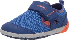 Merrell Girls' BARE STEPS Sandal Blue/Orange 4.5 Little Kid