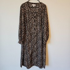 Michael Kors 3X Leopard Print Midi Dress Long Sleeve Loose Fit